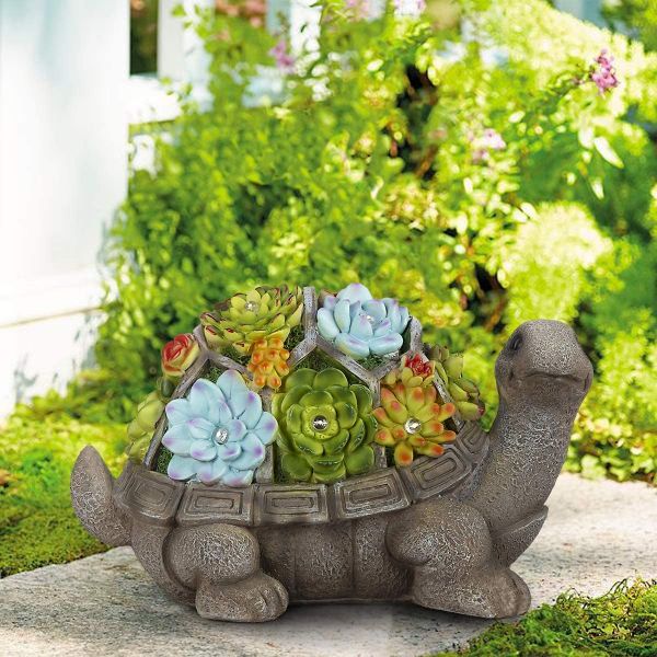 Turtle Solar Statue Figurine